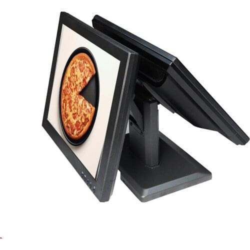 ComPOSxb dual screen display monitor for POS system 15+15 inch one side touch screen commercial POS display monitor for retailer