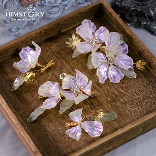 HIMSTORY Elegance Liquid Artificial Flower Bridal Hair Barrettes Headpiece Hair Accessories Evening Headdress Jewerles