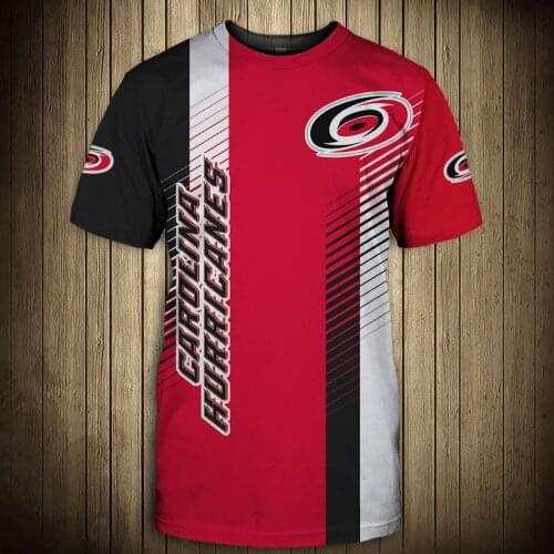 Carolina fashion casual men Hurricanes t-shirt Stitching design red and black swirl printing cool tops