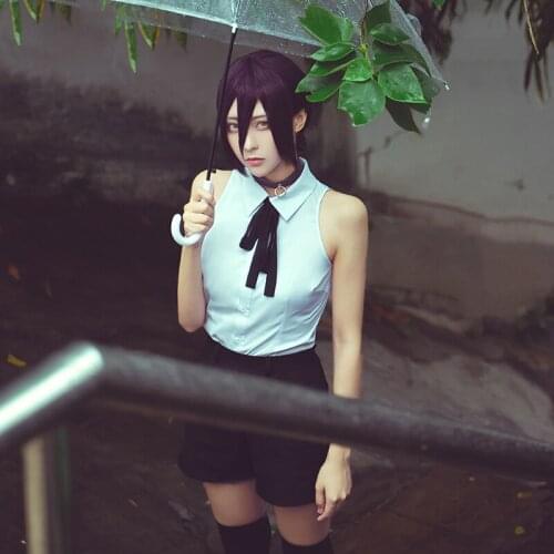 Anime Chainsaw Man Reze Cosplay Costume Uniform Outfits Shirt Tie Shorts Choker Wig Carnival Halloween Costumes for Women S-XXL