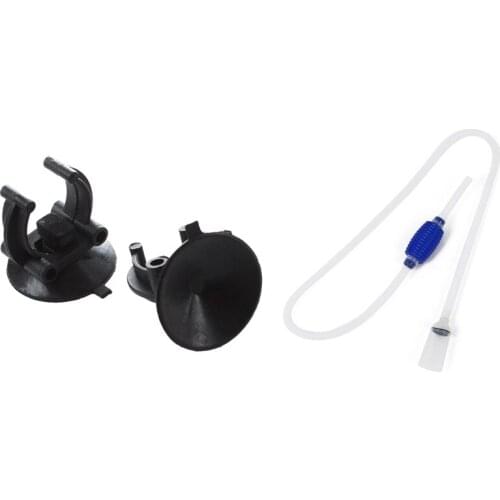 Best 2x Plastic Aquarium Heater Clips Holder 3m Dia Sucker & 1x Fish Tank Vacuum Gravel Water Filter Siphon Cleaner Washer