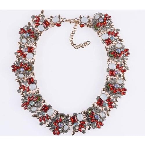Fashion Crystal Rhinestone Chokers Necklaces For Women Large Collar Necklace Jewelry Female Indian Ethnic Statement Big Necklace