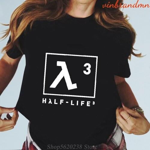 Fashion Half Life 3 Dark Lambda Symbol T Shirt Women Print Short Sleeve Tops Pure Cotton O-Neck Casual Female Half Life T-shirt