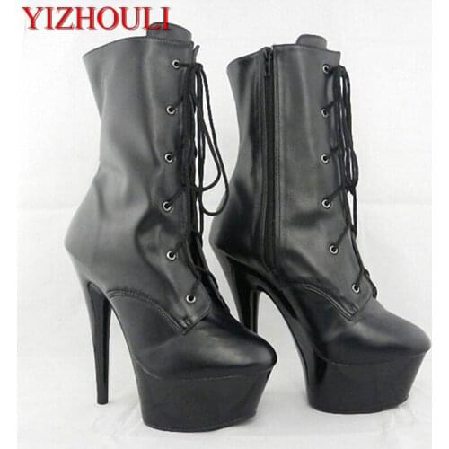 Sexy Lace-UP Boots Ultra 15cm Fashion Ankle Boots High-Heeled Shoes 6 Inch Sexy Boots Women Short Boots Club Heels