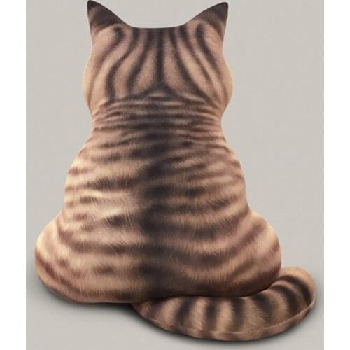 Strip Cat Shape Plush Cushions Pillow Back Shadow Comfortable Cushion Cat Shape Filled Animal Cushion Kids Cute Gift Pillow Toys
