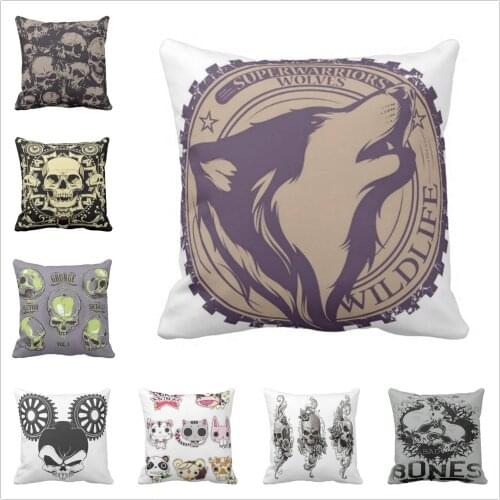 Punk Pillow Case Skull Cushion Cover Cotton polyester Printed square