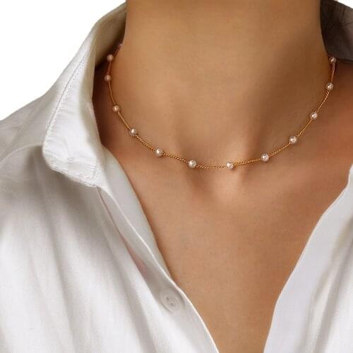 Simple Pearls Choker Necklaces For Women Girls Classic Elegant Trendy Pearl Chain Necklace Wedding Party Fashion Jewelry Gifts