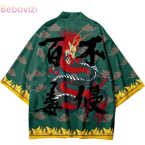 Plus Size Xxs-6xl Dragon Carp Street Fashion Beach Japanese Kimono Mujer Robe Cardigan Men Shirts Yukata Haori Womens Clothing