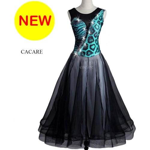 Luxury Standard Ballroom Dress Ballroom Dance Competition Dresses Waltz Dress Tango D0426 Rhinestones Big Sheer Hem Net Shoulder