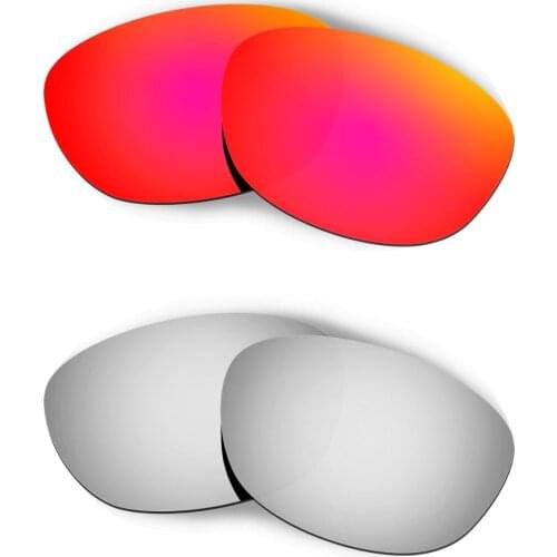 HKUCO For Fives 2.0 Sunglasses Replacement Polarized Lenses 2 Pairs - Red & Silver