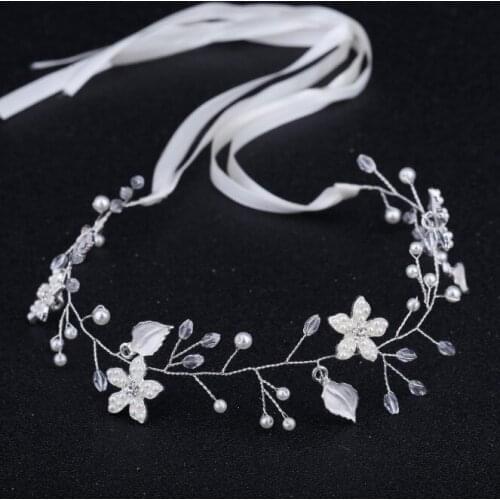 Rhinestone Pearl Flower Party Prom Headband Hair Ornaments Tiara Metal Headpieces For Womens Hair For Wedding Hair Accessories