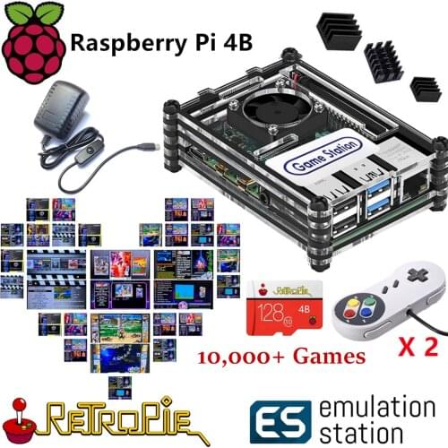 4GB Ram Version) Emulation Station 128G Raspberry Pi 4B 10000+ Games Retropie Game Console Arcade Classic Retro