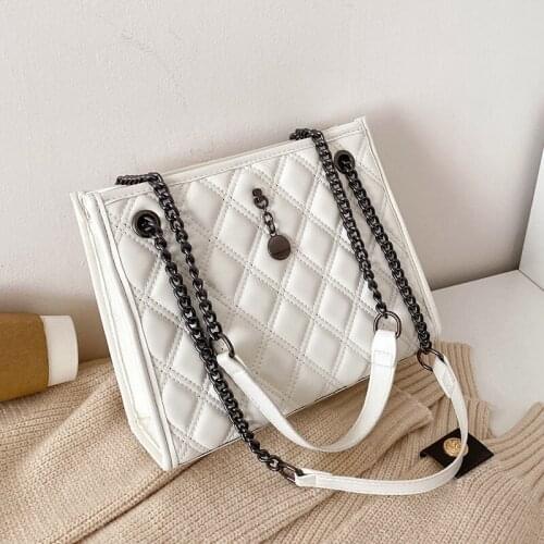 Tote Underarm Bag Women Shoulder Bag Backpack Designer Female Handbag Purse Chain Zipper Fashion 2021 PU Leather Diamond Lattice