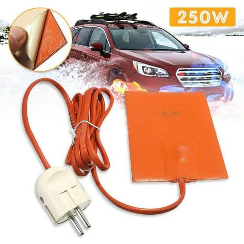 1pc 250W Car Engine Oil Pan Sump Tank Heater Pad Silicone Oil Heating Pad / Mat Engine Oil Tank Wear Protect US/EU Plug 220-240V