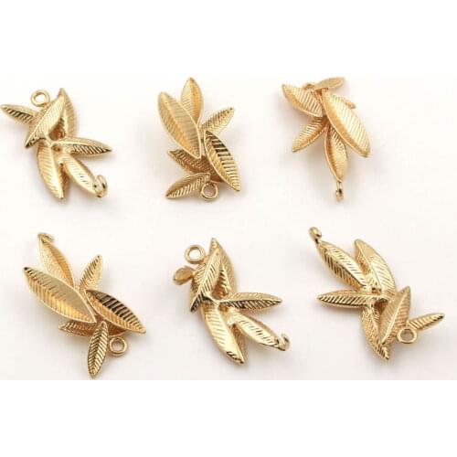 Leaves Leaf Pendant Charms Connectors Brass Metal Findings DIY Stuffs Vintage Ancient Jewelry Accessories Choose Colors