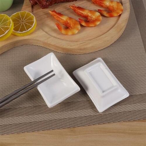 4pcs 3inch Ceramic Sauce Dish Rectangular Appetizer Serving Tray Snack Sushi Plates Food Dipping Bowls Seasoning Spice Dish