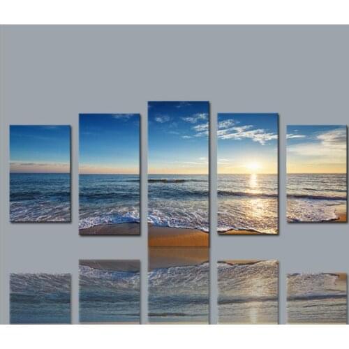 5 Piece Beauty and the waves Modern Home Wall Decor Canvas Picture Art HD Print Painting On Canvas