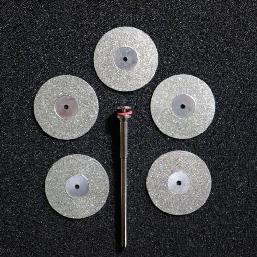 5 pcs Diamond disc disks Double sided grit cutting disc tool diameter 22mm thickness 0.25mm with 1 mandrels