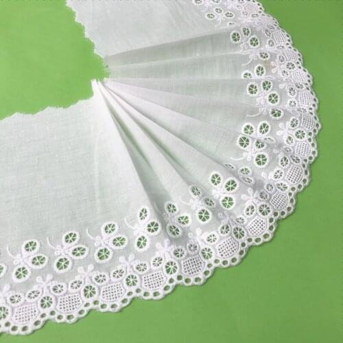 5yards White Cotton cloth lace Embroidery lace trims lace fabric ribbon handmade DIY garment sewing hemline clothing accessories