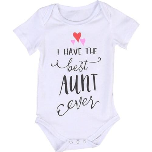 Newborn Infant Baby Girls Boys Summer Cute Bodysuits Letter Print Short Sleeve White Jumpsuits Clothes