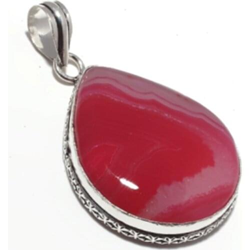 Botswana Agates Pendant Silver Overlay over Copper , 63 mm, P6871