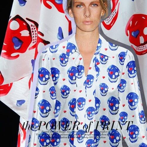 Pure mulberry silk--100% silk fabric, skull, heart printing, letters jacquard for shirt, dress,skirt, craft material by the yard