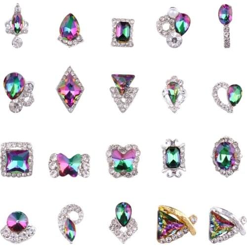 CHNRMJL 100PCS/Pack Fire AB Color Crystal Diamond Nail Rhinestone Rainbow Alloy Jewelry Gems Uv Gel DIY Nails Tips Accessories