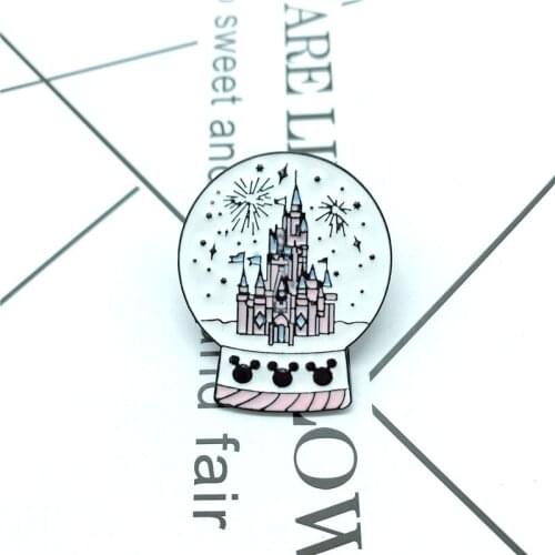 New fashion crystal ball castle brooch children cartoon funny dream badge cowboy clothes backpack pendant gem brooch gift