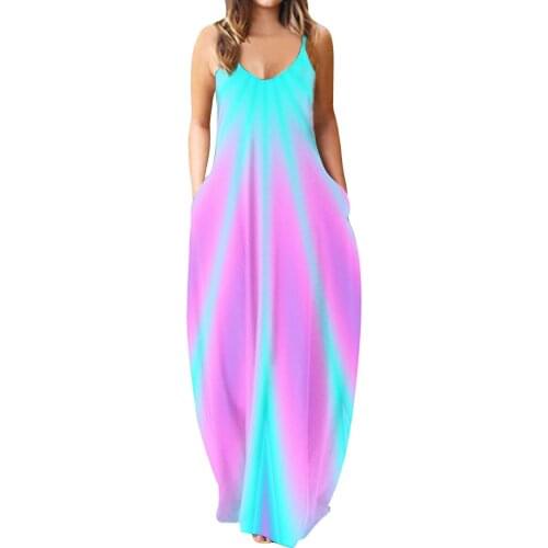 Long dress with suspenders Women Summer O-neck Bodycon Flower Print Sleeveless Plus Size Pullover Dresses Female Streetwear