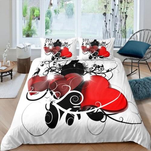 Home Textiles Luxury 3D Love Heart Print Duvet Cover Set 2/3 Pcs Pillowcase Kids Bedding Set AU/EU/UK/US Queen and King Size