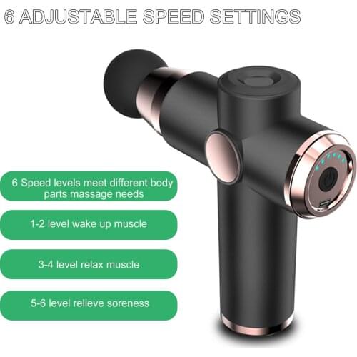 Electric Massage Gun Massager Deep Tissue Muscle with 4 Replaceable Massage Heads 6 Speed Levels for Neck Back Body Pain Relief