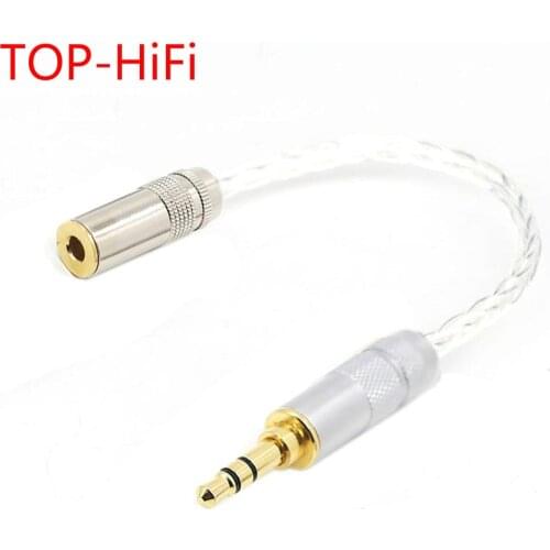 TOP-HiFi Gold Plated 4.4mm Balanced Female to 3.5mm Stereo Male Plug 7N-OCC Silver Plated Amplifier Adapter Cable DIY