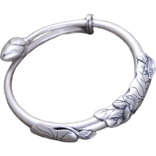 KJJEAXCMY fine jewelry 999 pure silver art restoring ancient ways lotus - covered fish bracelet national style bracelets