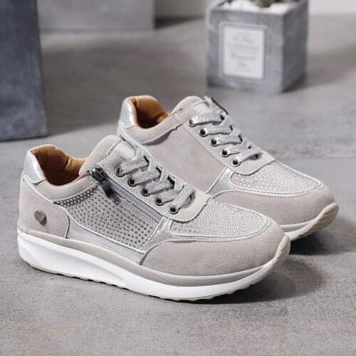 Women Shoes Gold Sneakers Zipper Platform Trainers Women Shoes Casual Lace-Up Tenis Feminino Zapatos De Mujer Womens Sneakers