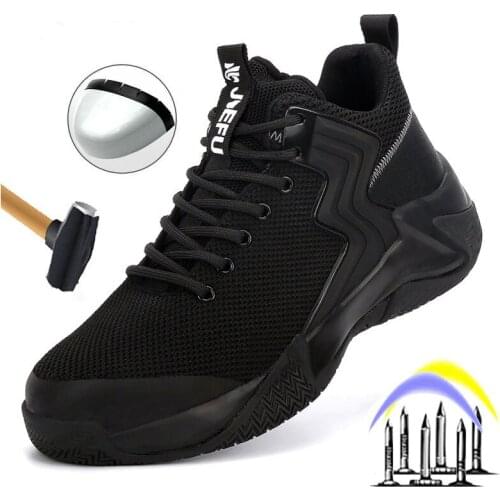 Hot Mens outdoor leisure protective shoes steel toe indestructible anti-smash and anti-stab safety boots electrician work shoes