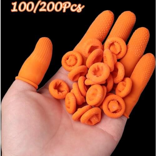 100Pcs Reusable Fingertips Finger Cover Natural Rubber Gloves Non-slip Latex Finger Cots Protector Gloves Disposable Nail Tool