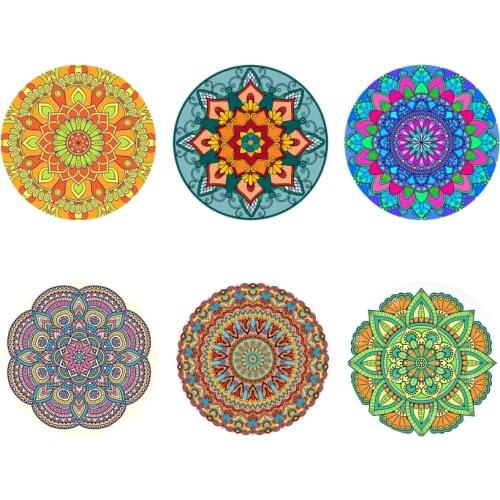 Fashion 6 Pcs/set Colorful Mandala Flower Ruound Cork Coaster Coffee Drink Tea Cup Mat Placemat Party Creative Table Mats Decor