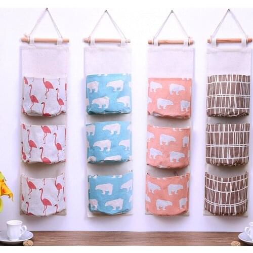 Wall Hanging Storage Bag Cloth Sundries Organizer Toys Container Decor Pocket Save Space Green Home Storage