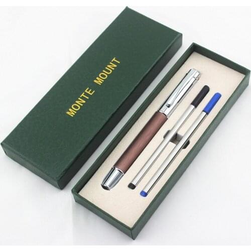 New Wood ballpoint pen Metal 0.5mm ink ball roller pens office Stationery School supplies Canetas escolar Gift box