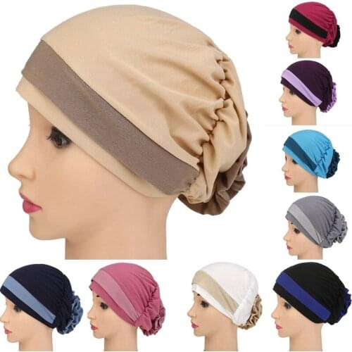 New Fashion Muslim Hat Fashion Women Muslim Headscarf Pile Heap Cap Female Soft Comfortable Caps Islamic Chemotherapy Hat