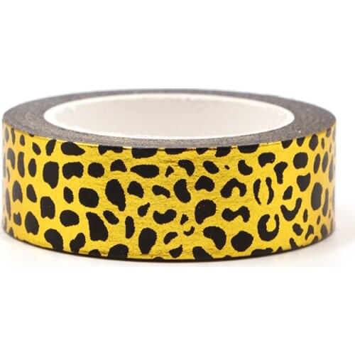 New 1PC Leopard Gold Foil Washi Tape for Scrapbooking Planner Adhesive Masking Tapes Kawaii Stationery