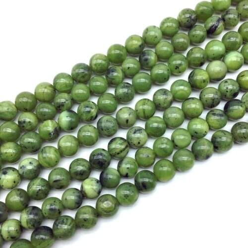 New Beads Good Quality Natural Canada Green Jades Stone Round Smooth 6 MM 8 MM 10 MM 12MM DIY Jewelry Making Supplies