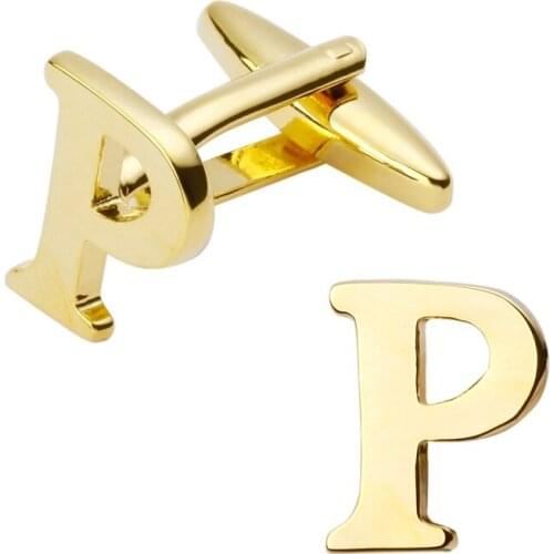 New high quality brass plated letters P Cufflinks Mens Jewelry shirt cuff Cufflinks twins English letters