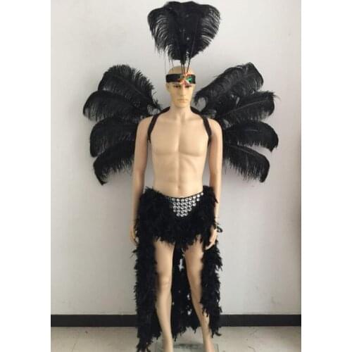 Feather clothing Stage performance catwalk carnival Headdress flower pubs party Mens wear womens clothing