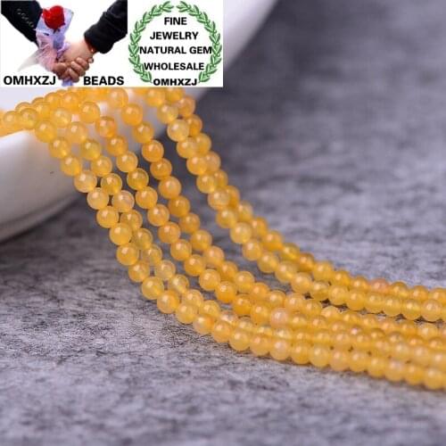 OMHXZJ Wholesale ZB304 2 3mm DIY Bracelet Necklace Jewelry Accessories Components Natural Stone Fine Old Yellow Jade Round Beads