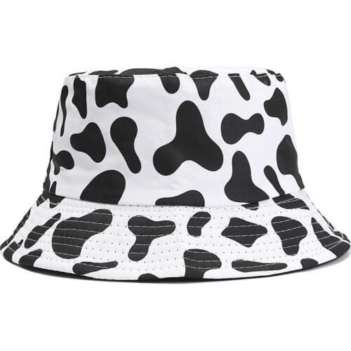 Unisex Foldable Cow Zebra Print Bucket Hat Women Outdoor Sunscreen Cotton Fishing Hunting Cap Men Basin Fisherman Sun Hats M032