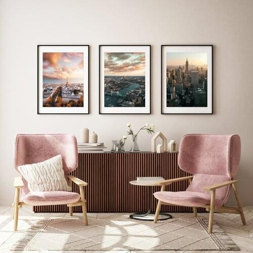 Paris London New York Travel Landscape Canvas Painting Cities photography Poster Print Wall Art Picture Modern Living Room Decor