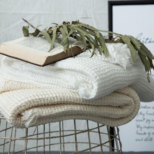 Collalily Nordic 100% cotton sofa Throw blanket Modern geometric striped plaid Bedding bed soft throw rug home White