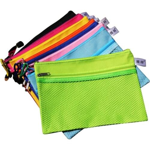 Polyester colorful pouch, bill notes mesh small for School Student Supply A5 Zipper Bag
