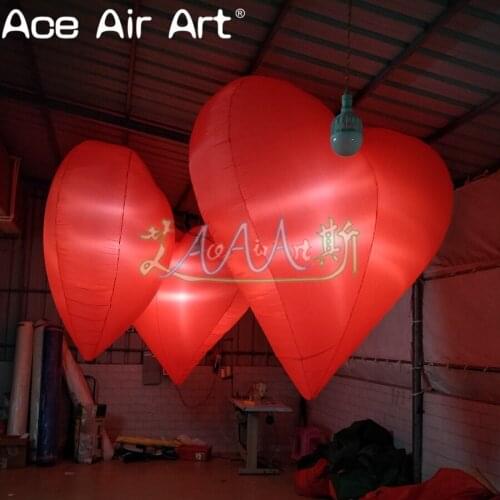 Manufacture Hanging Inflatable Red Heart/love Air blown Valentines day decoration for Party